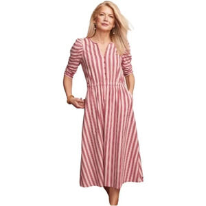 Matilda Jane Pink and Red Striped Mcintosh Dress Size Medium